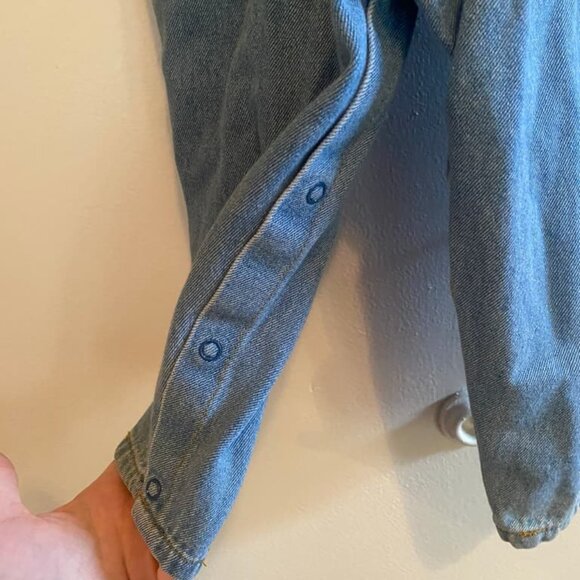 Vintage Baby Denim Jumpsuit Teddy Bear Patch Bows Size 24 Months - Picture 6 of 7